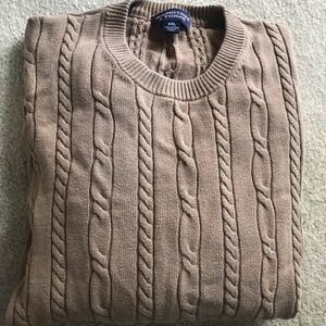 Roundtree & Yorke Men's Tan Cable Knit Sweater